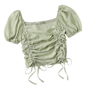 Green xs puff sleeve top